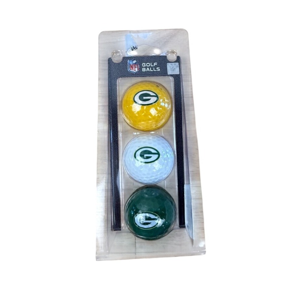 Green Bay Packers NFL Golf Balls 3-Pack Yellow White Green Logo Set NEW